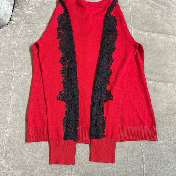 Hannah Rose Red and Black Cardigan Sweater - Picture 4 of 8